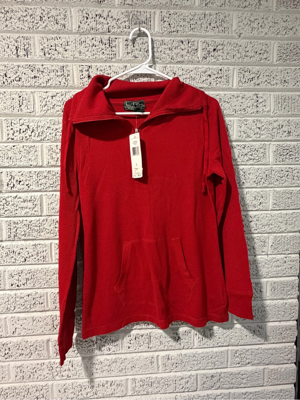 Ralph Lauren Red Half-Zip Pullover with Kangaroo Pocket